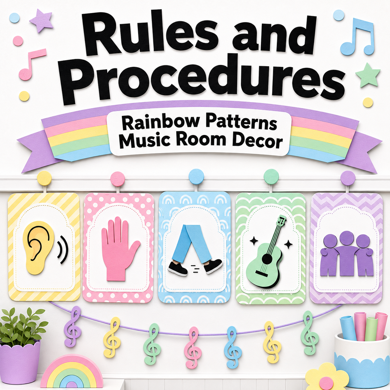 Rules and Procedures: Rainbow Patterns Music Room Decor