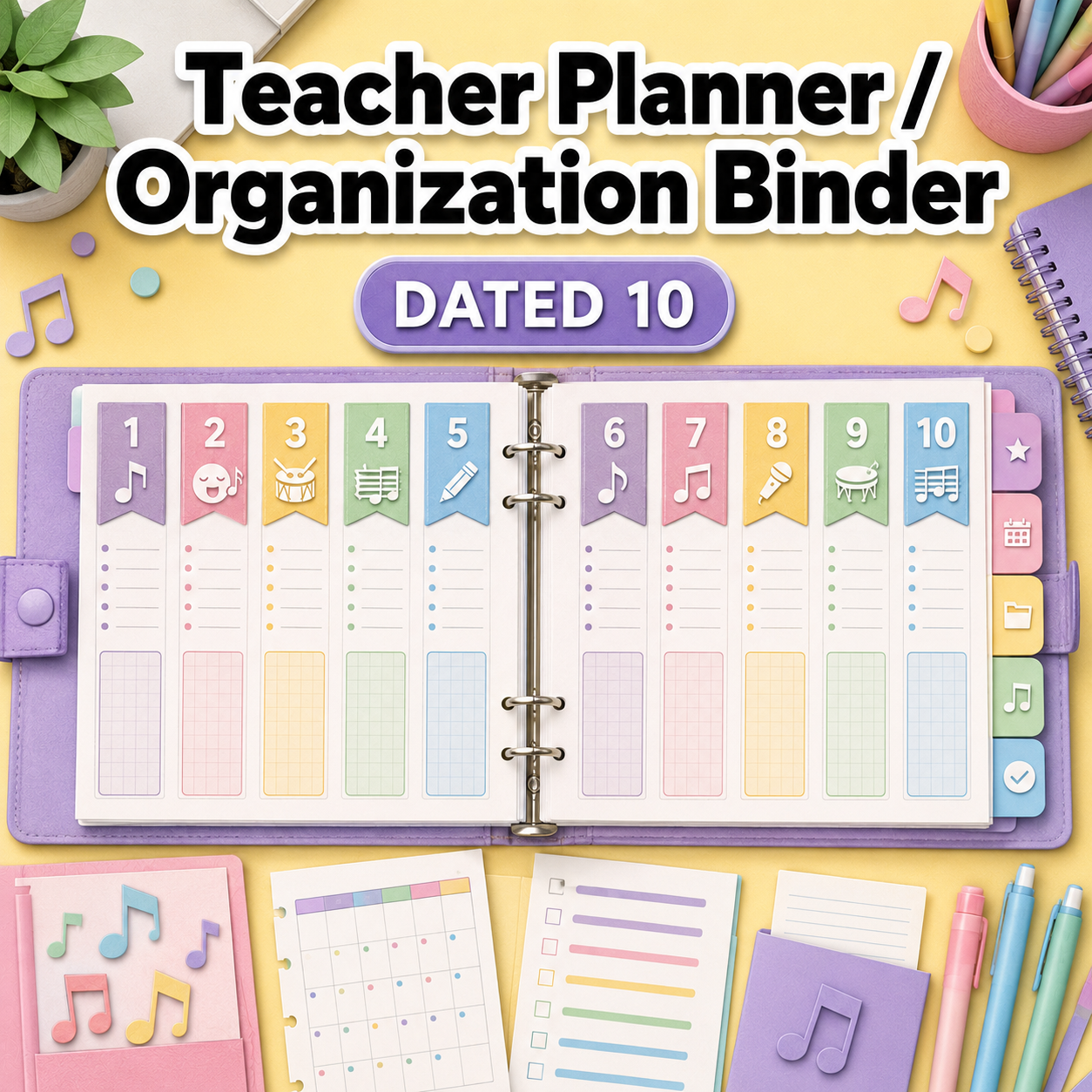 Teacher Planner / Organization Binder: Dated 10