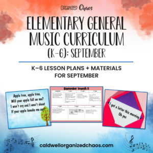Elementary General Music Curriculum (K-6): September