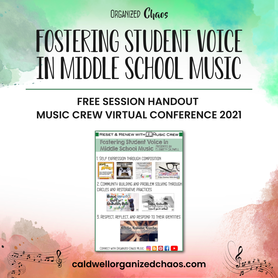 Fostering Student Voice in Middle School Music: virtual conference 2021 handout