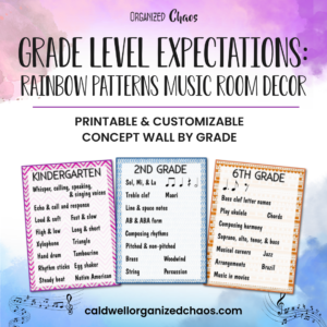 Grade Level Expectations: Rainbow Patterns Music Room Decor