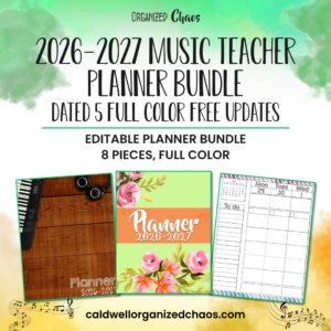 2026-2027 Music Teacher Planner Bundle - DATED 5 BIG full color FREE Updates