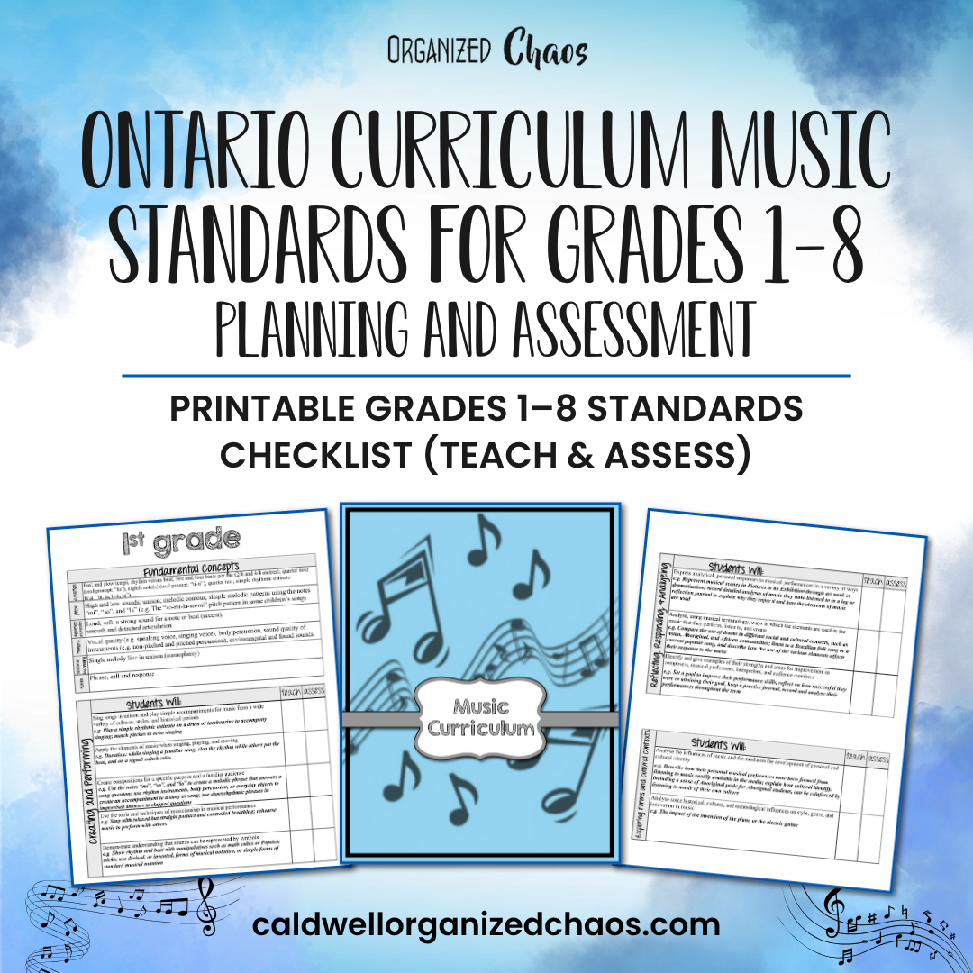 Ontario Curriculum Music Standards for Grades 1-8: Planning and Assessment