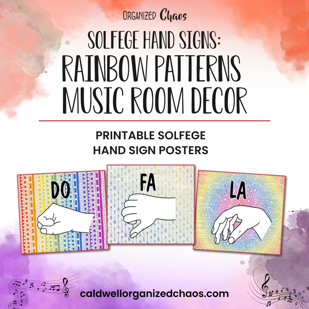 Solfege Hand Signs: Rainbow Patterns Music Room Decor