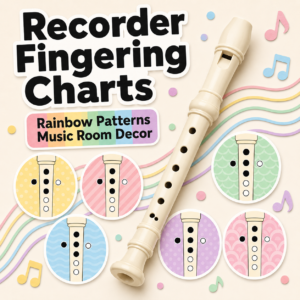 Recorder Fingering Charts: Rainbow Patterns Music Room Decor