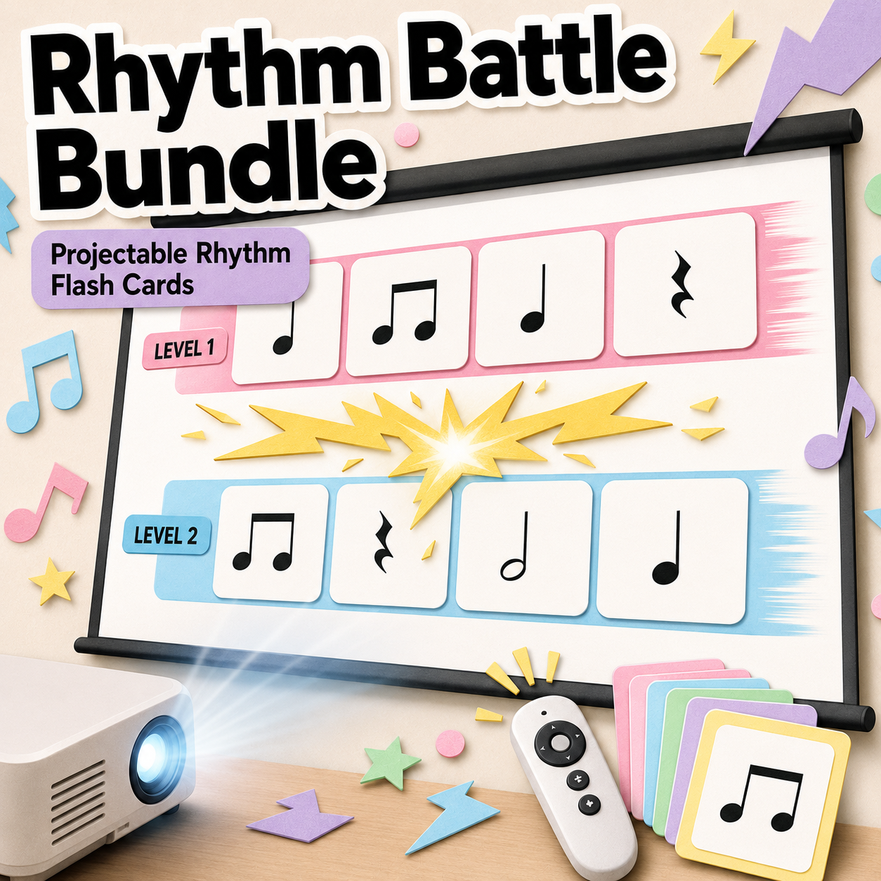 Rhythm Battle Bundle: projectable rhythm flash cards