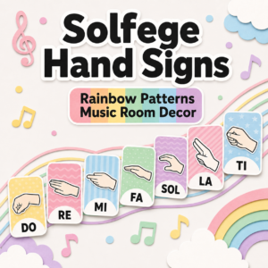 Solfege Hand Signs: Rainbow Patterns Music Room Decor
